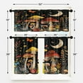 thumbnail image 3 of Colorful Mushroom Kitchen Window Curtains Valance and Tier Set 36 Inch, Butterfly Plant Moon 3 Piece Window Treatment Tiers for Living Room Bedroom Black Kitchen Decor Drapes, 3 of 6