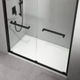 thumbnail image 5 of 60"W x 76"H Double Sliding Shower Doors, Framed Glass Doors with Towel Bars Long Handles and Top and bottom guiderails, Bathroom Water Guards Doors in Black Finish, Clear, 5 of 7
