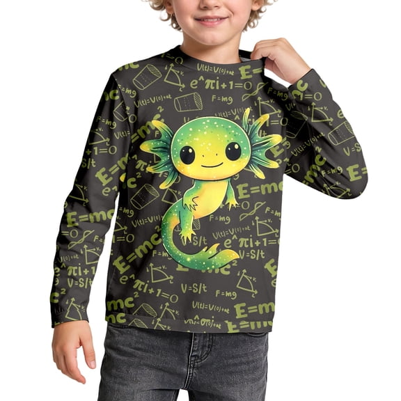 WOYY T-Shirt for Boys Cartoon Graphic Long Sleeve T Shirt Stretch Pullover Tee, Sizes 3-5