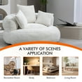 thumbnail image 5 of MOONMISS Chenille Upholstered Durable Comfort Lounger Bean Bag Lazy Sofa with Three Pillows-Beige, 5 of 6