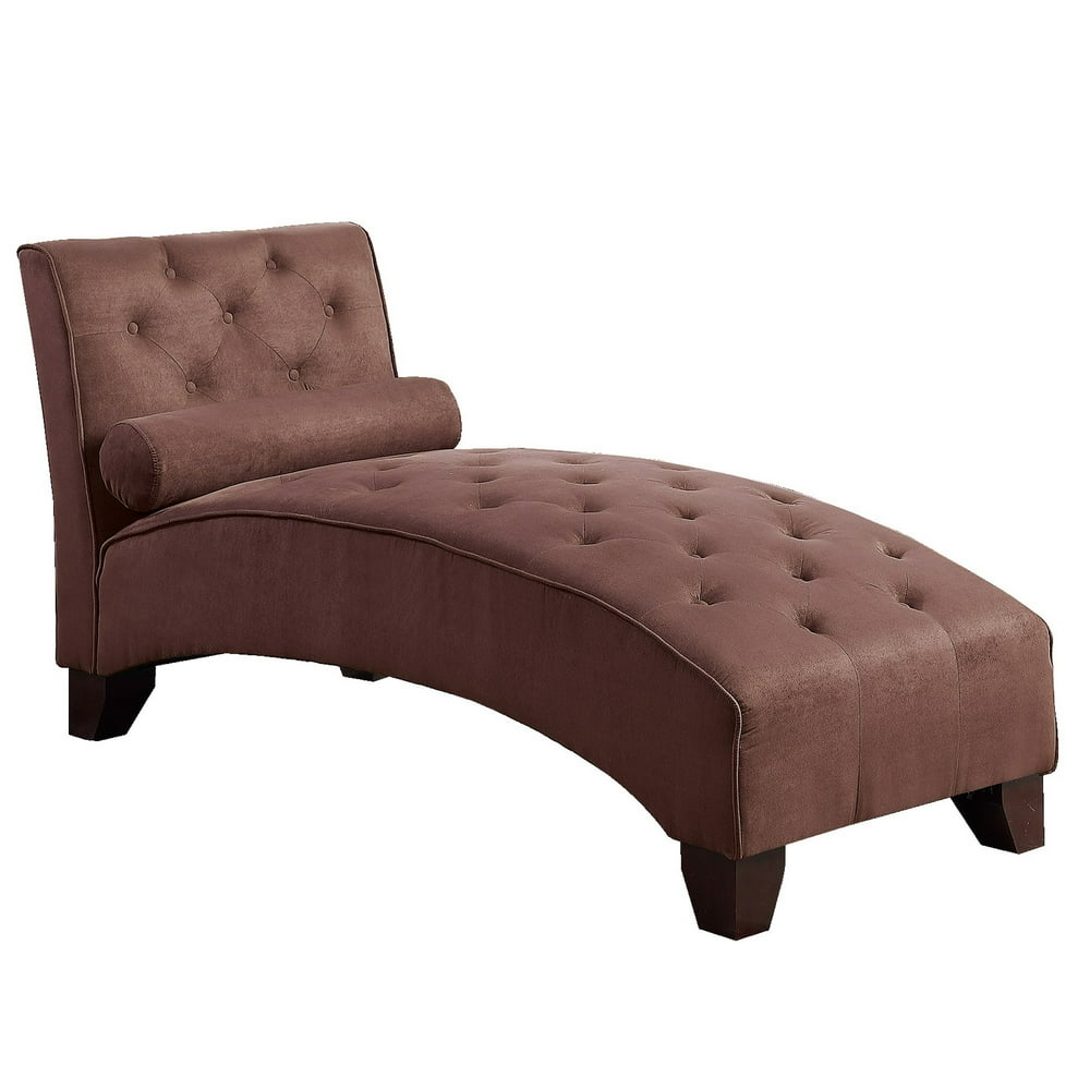 Button Tufted Arched Fabric Upholstered Chaise Lounge with Pillow
