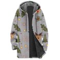 thumbnail image 5 of Womens Jacket Longline Jackets Christmas Print Winter Cozy Lined Full Zip Outerwear for Cold Weather Winter Coats for Women Grey XXXXL, 5 of 5