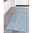 thumbnail image 1 of Unique Loom Traditional Collection Distressed Vintage Medallion Transitional Indoor and Outdoor Flatweave Runner Rug, 2 x 6 Feet, Aqua Blue/Ivory, 1 of 2