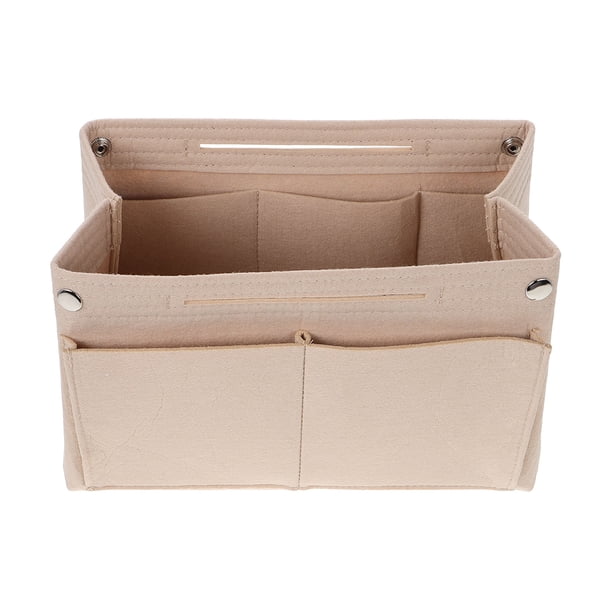 unbranded Organizador De Bolso De Fieltro Beige Para Cosméticos Con Cierre Fácil Y Doble