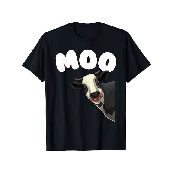 Men's Funny Cute Peeking Cow Moo Graphic T-Shirt