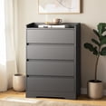 thumbnail image 2 of Hassch Dresser with 4 Storage Drawers, Modern Chest of Drawers, Clothing Storage Organizer for Closet, Bedroom, Living Room, Easy Assembly, Black, 2 of 10