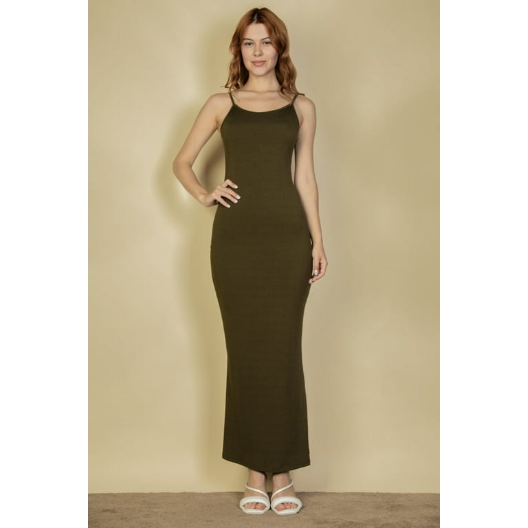 Mermaid Hem Cami Dress with Ribbed Detailing - Walmart.com 