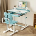 thumbnail image 4 of Gymax Kid's Study Desk & Chair Set w/Tilt Desktop Book Stand Footrest Bar for Toddlers Blue, 4 of 7