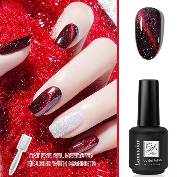 Cat Eye Gel Nail Polish, Lm163-Ag 133 - 2026 New Cat Eye Gel Nail Polish, Uv Led Soak off Nail Gel, 15Ml, Nail Polish Easter Mother'S Day Nail Care Makeup Organizers