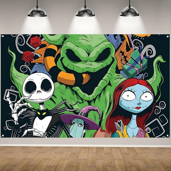 5 x 3ft The Nightmare Before Christmas Birthday Party Banner, Photography Background Vinyl Wall Decorations Supplies