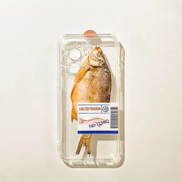 Ins Style Salted Fish Pattern Transparent Case For iPhone 16 15 14 Pro Max 13 12 11 XS X XR 7 8 Plus SE 2020 2022 SE2 SE3 Cover 1 For iPhone 11Pro Max
