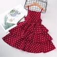 thumbnail image 2 of AJTQTH Girls Sundress Cute Polka Dots Gowns Halter Square Neck Sleeveless Frocks Ruffled Tiered Layered Princess Dress for Summer Holiday Party Red 7 Years, 2 of 7