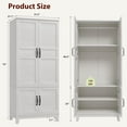 thumbnail image 2 of Armoire Wardrobe Closet with 4 Doors, 72" Wooden Wardrobe Cabinet with Hanging Rod and 18 Adjustable Shelvesm, White, 2 of 8