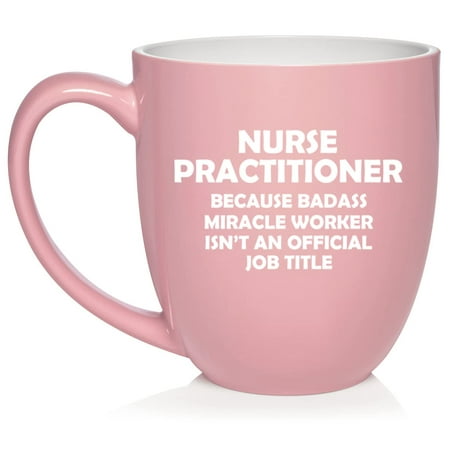 

NP Nurse Practitioner Miracle Worker Job Title Funny Ceramic Coffee Mug Tea Cup Gift (16oz Light Pink)