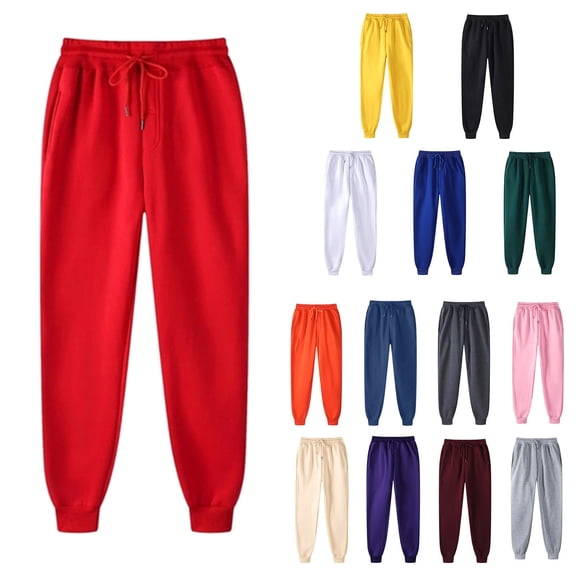 Posijego Sweatpants Women Elastic Waist Drawstring Joggers for Women Athletic Running Sweat Pants Solid Color