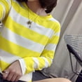 thumbnail image 2 of Teen Girl's Long Sleeve T Shirt Teen Girl Striped Tee Crew Neck Wide Stripes Tops Casual, 2 of 3