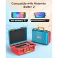 thumbnail image 2 of Hard Travel Case for Nintendo Switch 2, IP67 Waterproof, Soft Lining, Holds Console, Pro Controller & Accessories-Blue Orange, 2 of 7