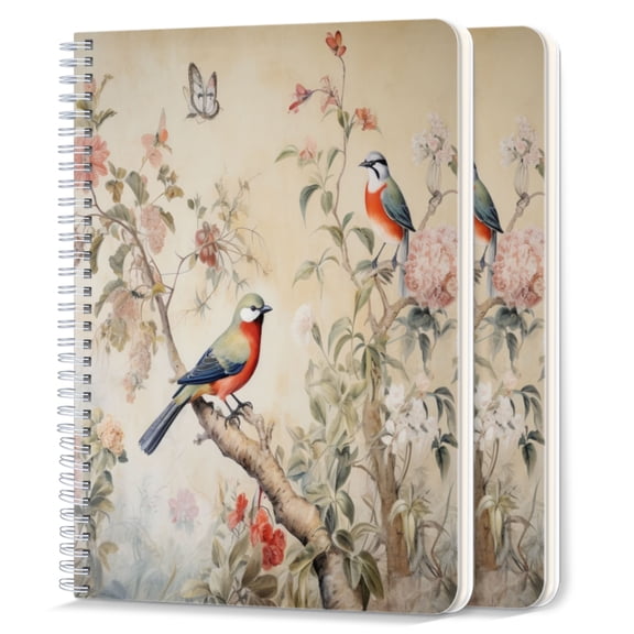 Spiral Notebook,College Ruled Journal,8.26" x 5.71" 50 Sheets/100 Pages,2 Pack - Two Birds on The Branches
