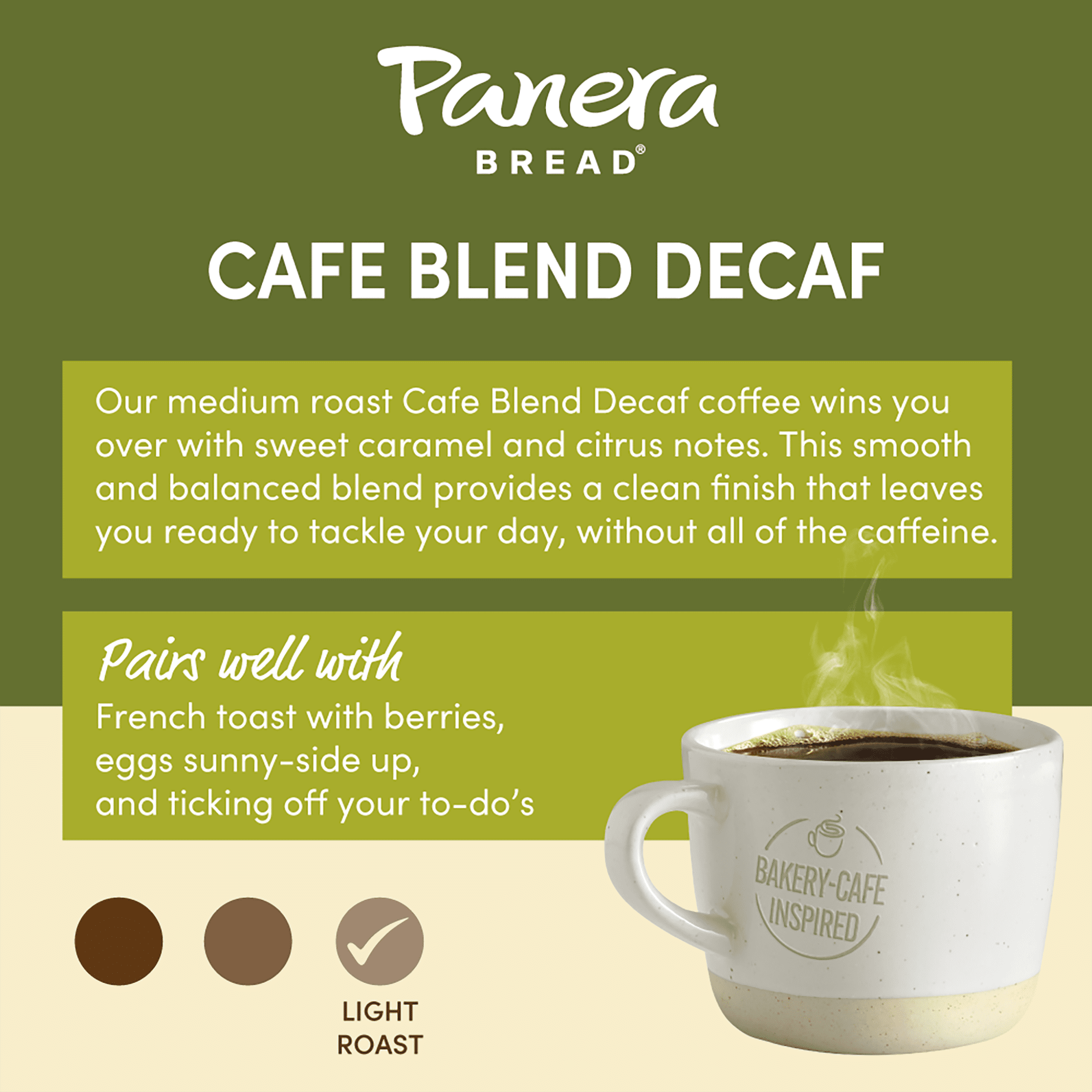 Panera Bread Decaffeinated Medium Roast, Ground Coffee, 100% Arabica Coffee, Bagged 12oz, Pack of 6