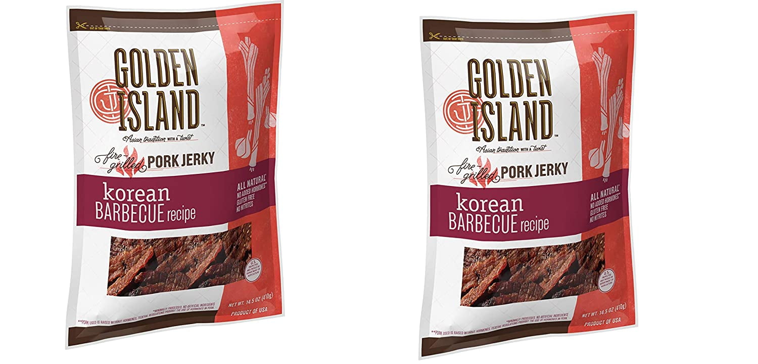 [2 Packs] Golden Island Fire Grilled Pork Jerky Korean Barbecue Recipe