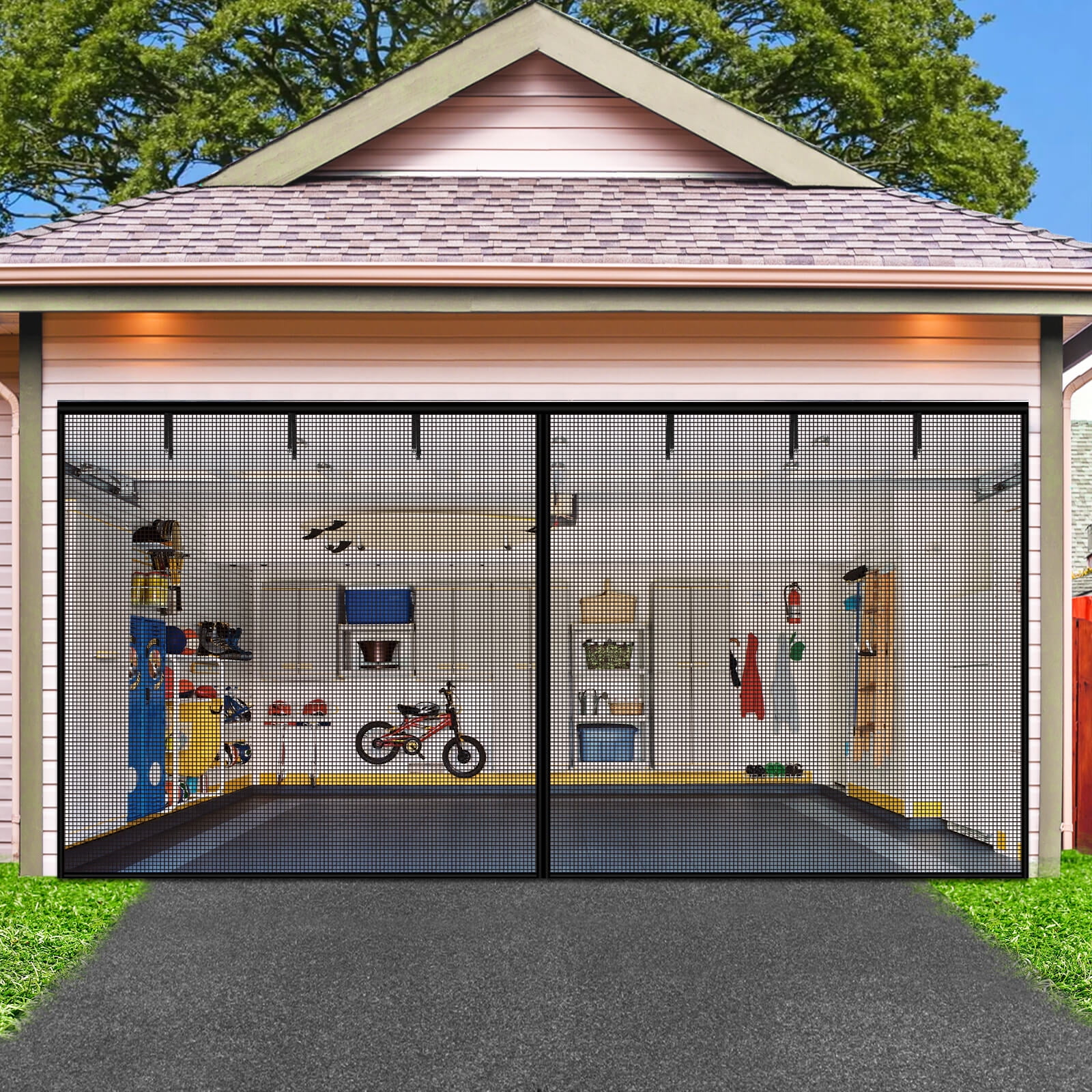 ROMUCHE Garage Door Screen for Double Garage Doors 16x7FT