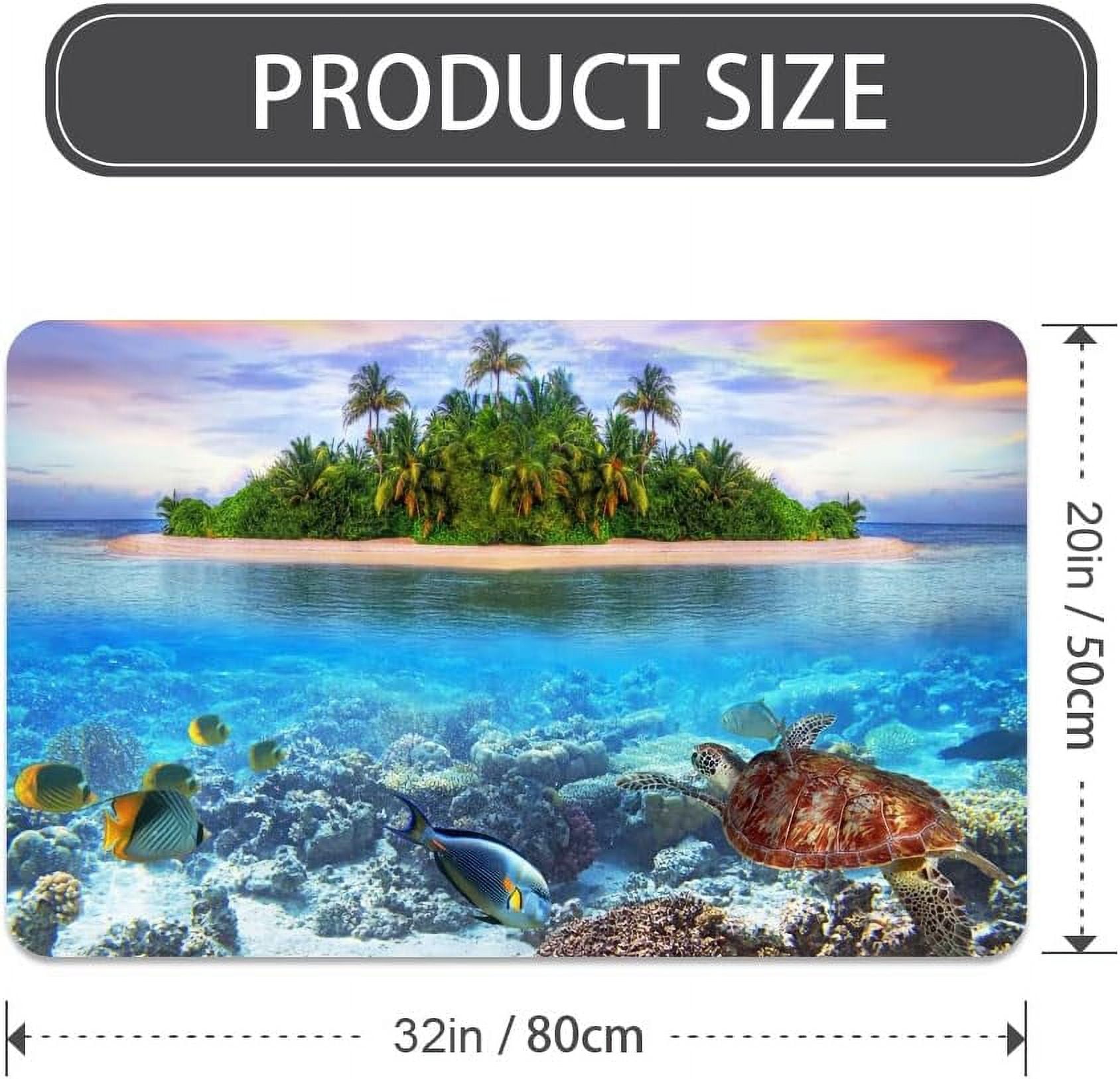 Diatomaceous Earth Bath Mat,Beaches and Underwater Parks Soft Wrinkle Free Bathroom Floor Rugs Non-Slip Volume Super Absorbent Fast Drying for Bathroom Kitchen Door mat(50cm×80cm)