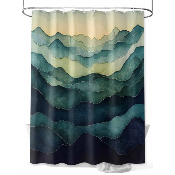 Abstract Art Shower Curtain Set ,Waterproof Fabric Shower Curtains Modernism Green Yellow Gradient Collage Shower Curtains for Bathroom,Bathroom Decor 72"x84"