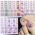 thumbnail image 2 of Buy 2 Get 1 Free - Rainbow Holographic Toe Nail Stickers, Full Wrap Glitter Gradient Nail Polish Strips, Waterproof Self-Adhesive Toenail Decals for Women & Girls, Salon Quality DIY Foot Nail Art, 2 of 9