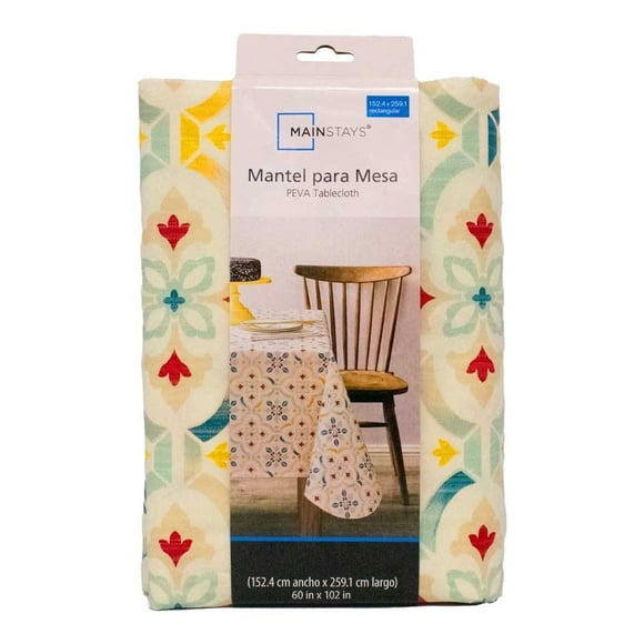 Mantel Mainstays Rectangular para Mesa Peva Tablecloth Diseño Tile Multicolor