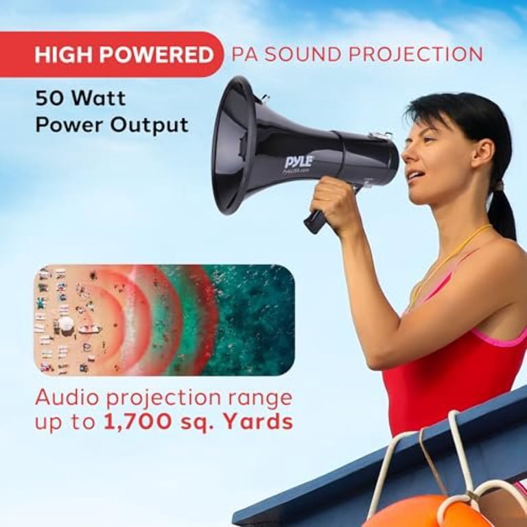 Megafono Pyle 50W Con Sirena - Portata 365m | Microfono Staccabile, AUX | Per Sport E Sicurezza - Foto 10
