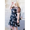 thumbnail image 3 of Purcoar Plus size Floral Print Polka Dots Mesh Patch Mini Dress, 3 of 7