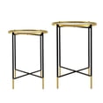 thumbnail image 3 of JERFIT 2-Tier Gold and Black Side Table Set with Glass Tops, Nesting End Tables for Living Room, Sofa Couch, Bedroom, Modern Accent Tables (Set of 2), 3 of 10
