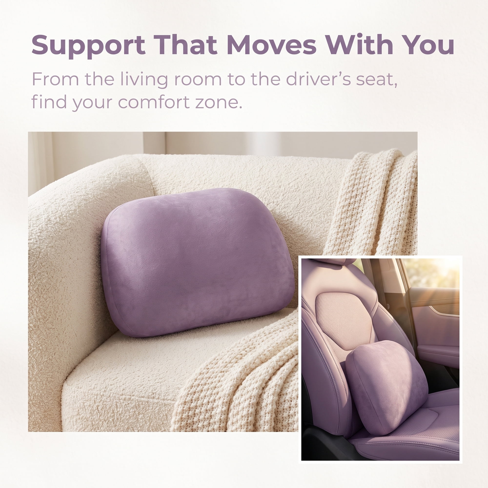 Unique Bargains U-shaped Lumbar Support Pillow for Back Support Misty Purple 15.7" x 10.6"