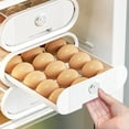 thumbnail image 1 of Contenedor transparente para guardar huevos en el refrigerador con ruedas | Huevera de plástico de gran capacidad | Organizador de cocina para ahorrar espacio | 1 pieza, blanco o beige, 1 of 6