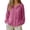 Hot Pink, variant on 2026 Summer Womens Cotton Linen Button Down Shirts Long Sleeve Collarless Crewneck Tops Dressy Casual Loose Fit Gauze Crinkle Tops Soft for Office Beach Errands Pink S