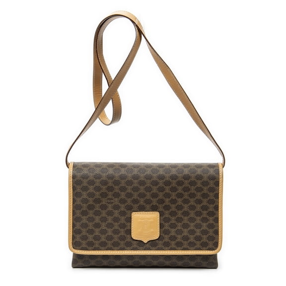 Pre-Owned Celine Beige/Brown Vintage Square Flap Crossbody Shoulder Bag