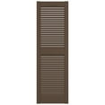thumbnail image 2 of Ekena Millwork 12"W x 79"H Mid-America Vinyl, TailorMade Cathedral Top Center Mullion, Open Louver Shutters, w/Installation Shutter-Lok's (Per Pair), 385 - French Roast, 2 of 12