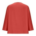 thumbnail image 6 of Womens Cotton Linen Button Down Shirts Casual Summer V Neck 3/4 Sleeve Solid Color Loose Fit Tunic Tops Vacation Tee Red XL, 6 of 7