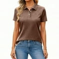 thumbnail image 2 of HAJWOH Womens Polo Uniform Shirts Work School Brown Short Sleeve Uniforms Casual Button Down Tennis T-Shirts 2026 New Collared Golf Polo Shirts Comfy Clothing Brown XXL, 2 of 5