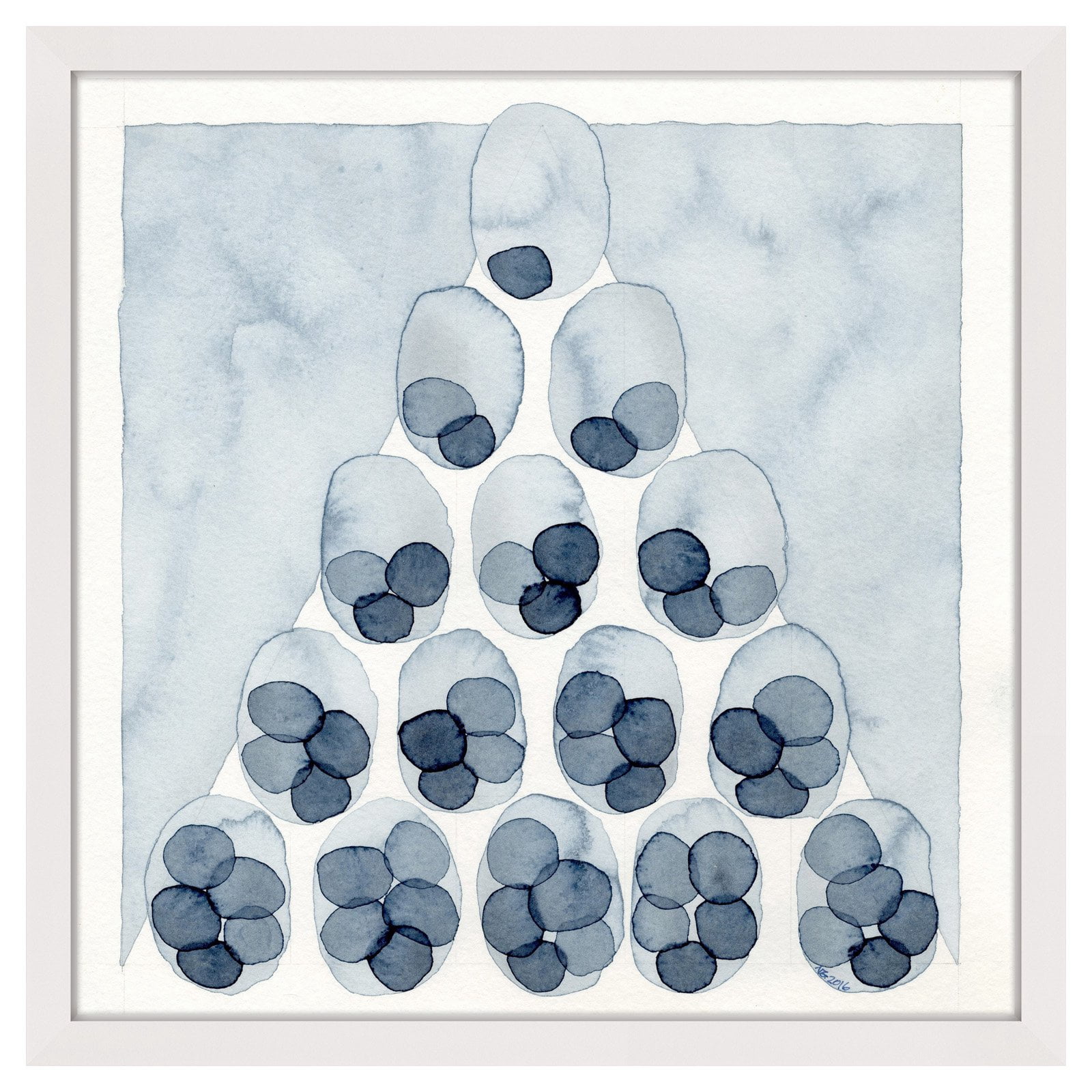 Marmont Hill "Indigo Pyramid" by Nikki Galapon Framed Painting Print