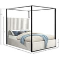 thumbnail image 6 of Meridian Furniture Jax Solid Wood and Velvet King Bed in Cream/Matte Black, 6 of 8