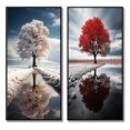 thumbnail image 2 of Designart "Silent Guardians White Tree" Trees Framed Wall Art Set Of 2 - White Landscapes Frame Gallery Set For Office Decor, 2 of 6