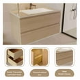 thumbnail image 4 of 36" Width Wall-Mount Bathroom Vanity – Modern Floating Vanity with Soft-Close Drawers, Laminate Doors, Plywood Construction, Cosmo Sand, 4 of 6