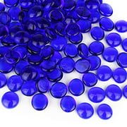 CYS EXCEL Cobalt Blue Glass Gemstone Beads Vase Fillers (10 LBS, Approx. 1000 PCS) Flat Marble Beads Multiple Color Choices Aquarium Decor Rocks Floral Stones Decorative Mosaic Glass Gem Pebbles