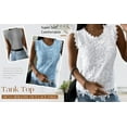 thumbnail image 4 of Langwyqu Summer Sleeveless Lace Patchwork Women Crewneck Lace Blouse Tops, 4 of 5