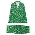 thumbnail image 2 of mgoYE Family Christmas Pajamas Couple Matching Pajamas Sets Silk Long Sleeve Button Sleepwear Satin Pjs Shorts Set Soft Lounge Set, 2 of 6