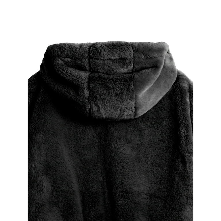 Black fur best sale zip up hoodie