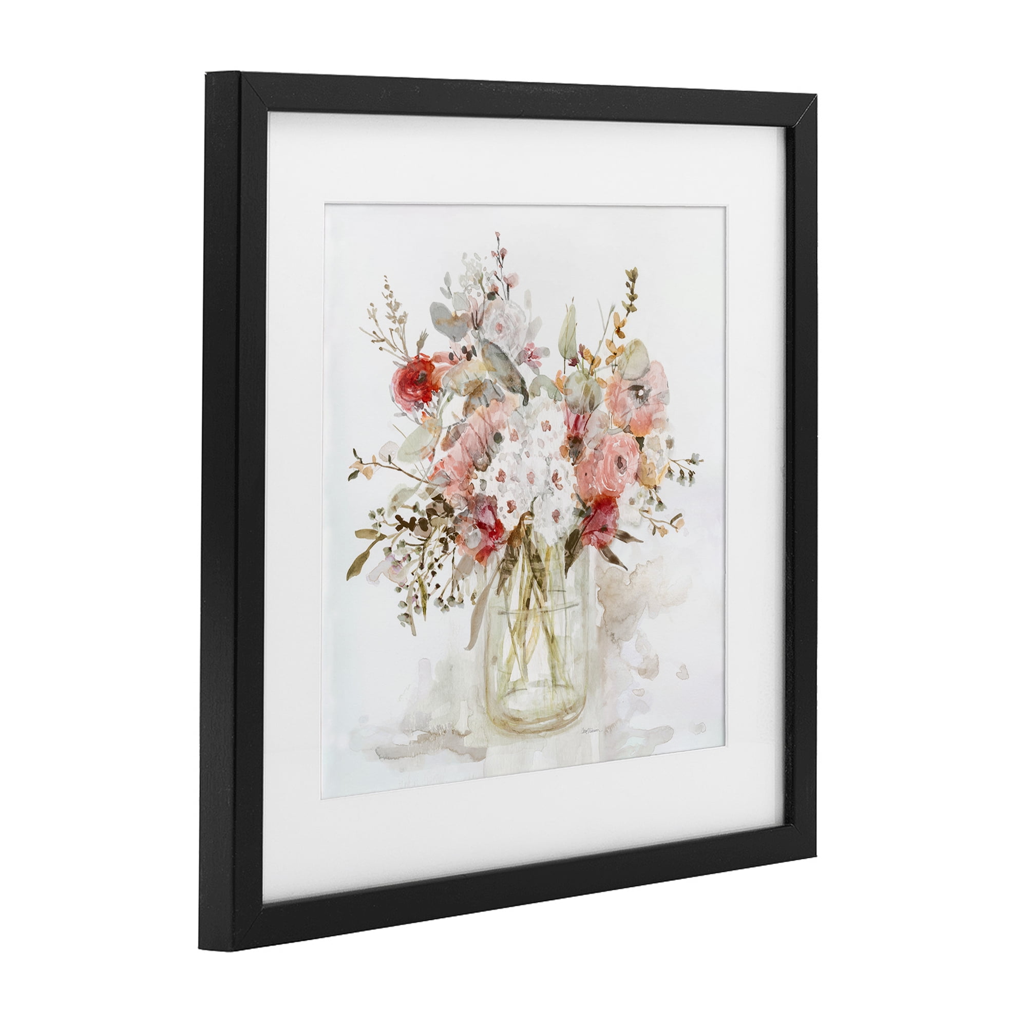 Stupell Industries Soft Blush Botanical Bouquet Black Framed Print Under Glass, design by Carol Robinson