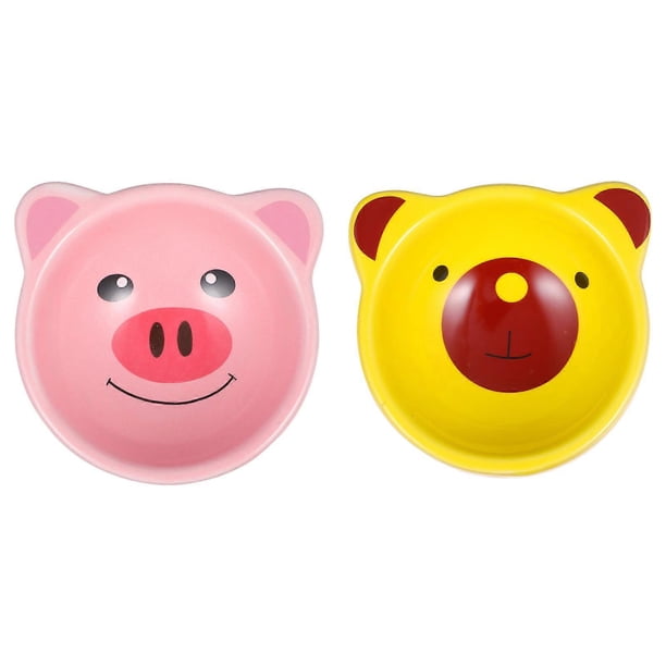 2pcs Ceramic Hamster Feeder Bowl, Adorable Cartoon Design, Non Tipping, Food and Water Holder, Easy to Clean, Sturdy & Durable Pet Supplies