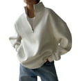 thumbnail image 2 of Womens Sweatshirts Half Zip Cropped Pullover Quarter Zipper Hoodies 2025 Fall Fashion Outfits White (Thick) M, 2 of 9